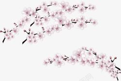 桃花写实手绘桃花树枝高清图片