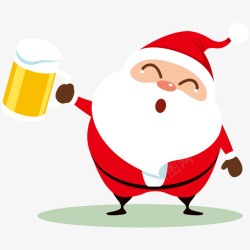 老人喝啤酒圣诞老公公喝啤酒插画矢量图高清图片