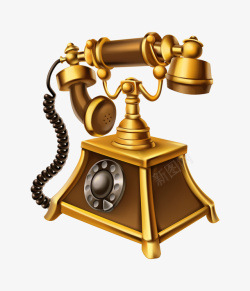 古代电话金色复古台式电话高清图片