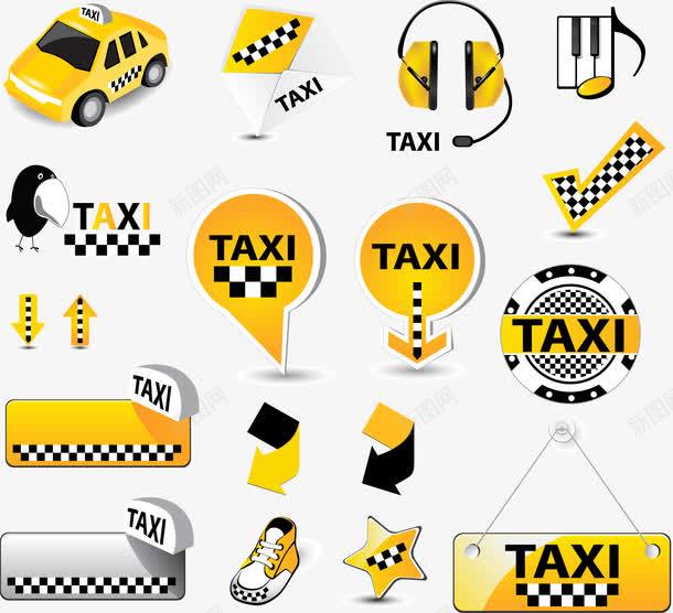 标签标识图标png_新图网 https://ixintu.com TAXI 交通工具 出租车 出租车顶灯 标志 标识 现代科技 的士 黄色车辆