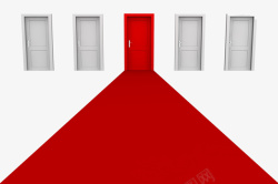酒店门通往红色门的红毯高清图片
