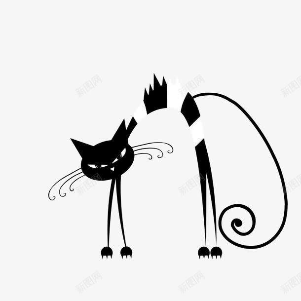 淘气的猫咪png免抠素材_新图网 https://ixintu.com 一只 卡通 尾巴 条纹 猫咪 白色 眼睛 耳朵 黑色