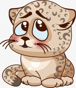 眯眼表情坐着的卡通可爱豹子高清图片