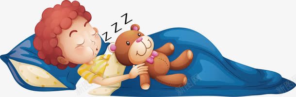 熟睡的孩子png免抠素材_新图网 https://ixintu.com 可爱小熊 打呼噜 睡觉 睡觉孩子 矢量png 蓝色被子