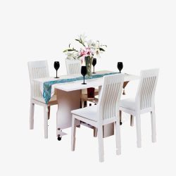 小板凳白色餐桌高清图片