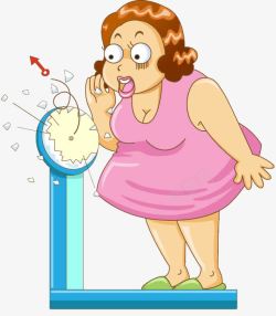 女人胖正在称体重的卡通胖女人高清图片