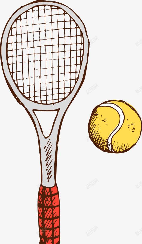 卡通网球拍png免抠素材_新图网 https://ixintu.com 体育运动 手绘网球 手绘网球拍 球类运动