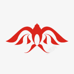 对称图案中东展翅的红色燕子标志图标高清图片