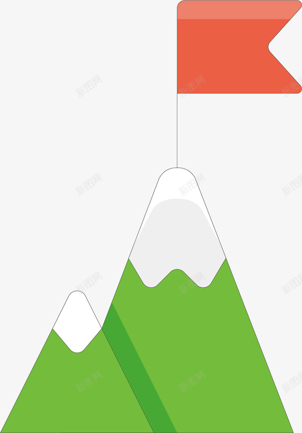 山顶上的国旗png免抠素材_新图网 https://ixintu.com 中国 创意 卡通 喜马拉雅山 国旗 山峰 山顶 手绘 珠穆朗玛峰 简洁