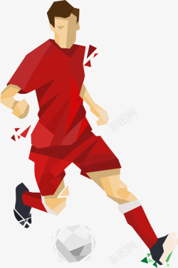 卡卡通足球球员踢足球的男人插画高清图片