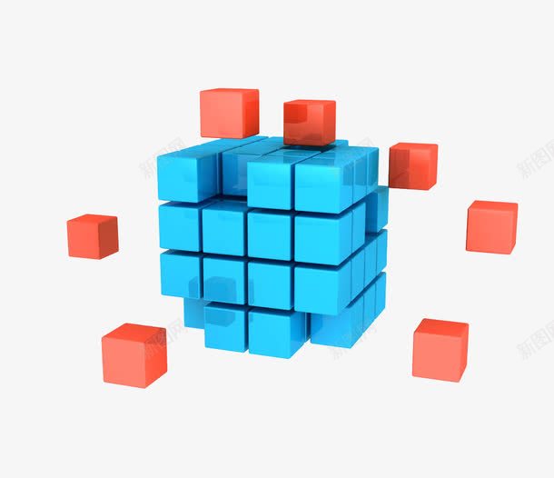 红色和蓝色立方体png免抠素材_新图网 https://ixintu.com 3D 三维空间 互联网 动感立方体 正方体 盒子 科技 立方体 红色 蓝色
