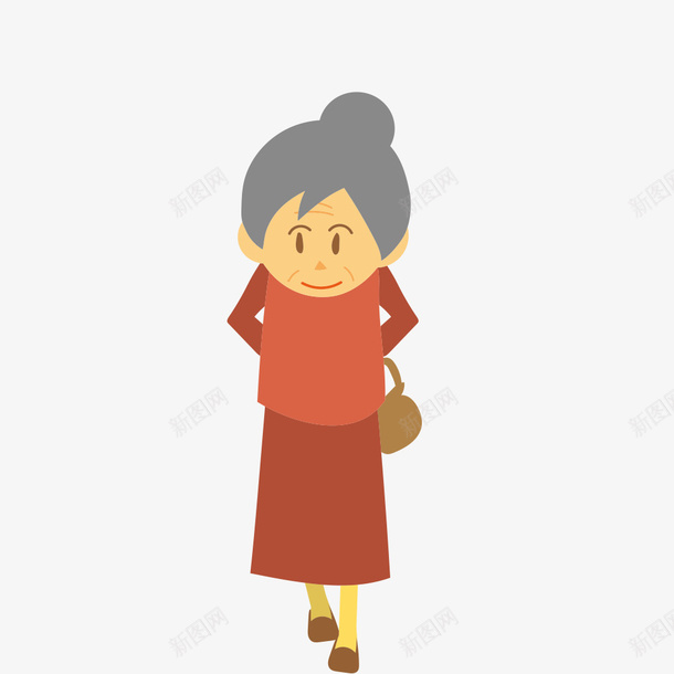 拿手包的卡通老奶奶png免抠素材_新图网 https://ixintu.com 人物 卡通 小包 手提包 手绘图 老奶奶 老婆婆卡通 走路