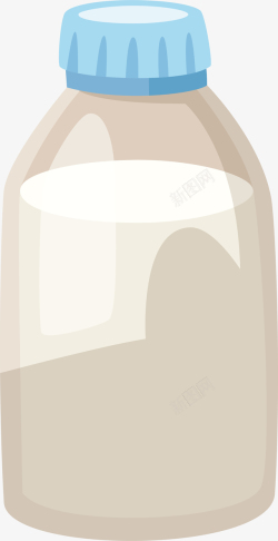 玻璃牛奶瓶简单牛奶手绘卡通矢量图高清图片