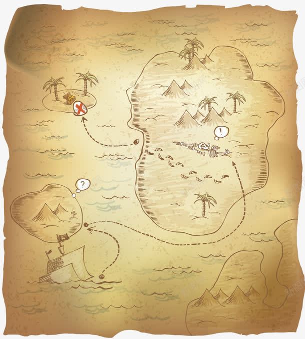 地图png免抠素材_新图网 https://ixintu.com 卡通 地图 寻宝图 寻宝路线 手绘 童趣