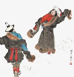 藏民藏族双人舞高清图片