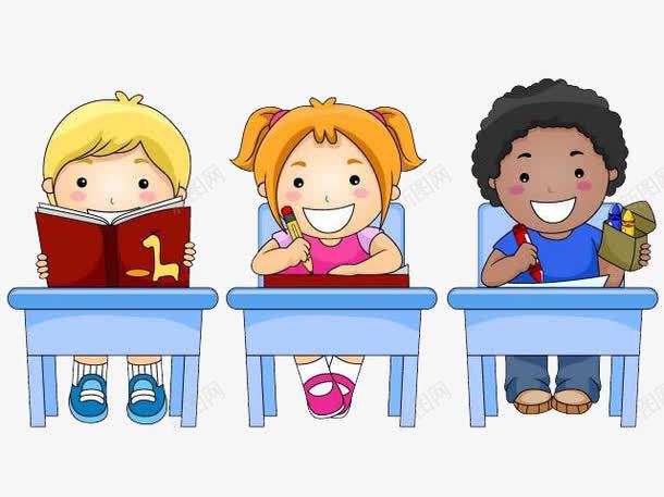 小学生上课png免抠素材_新图网 https://ixintu.com PNG图片 做题 学习 开心 看书 课桌