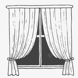 线条窗帘手绘窗户窗帘装饰案矢量图高清图片