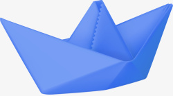 蓝色纸船蓝色折纸小船高清图片