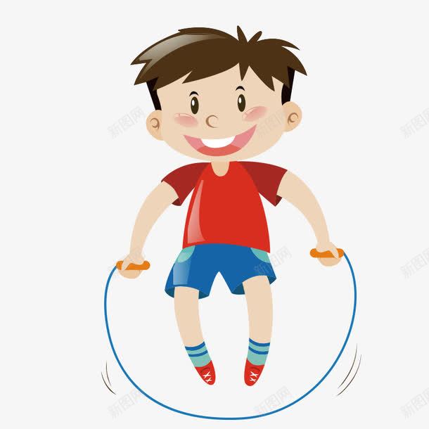 可爱卡通儿童跳绳png免抠素材_新图网 https://ixintu.com 卡通 可爱 小男孩 正太 童趣 跳绳 运动