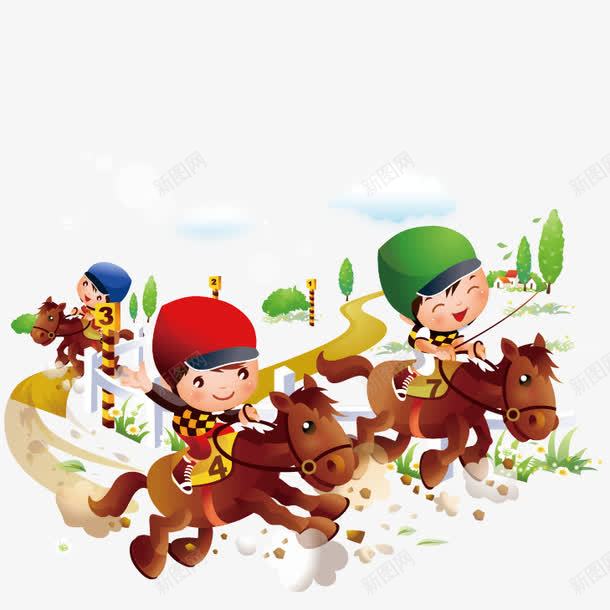 卡通儿童马术运动png免抠素材_新图网 https://ixintu.com 人物 儿童 卡通 赛马场 运动 马术 骑马