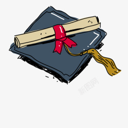 毕毕业季手绘插图毕业生学士服与毕高清图片
