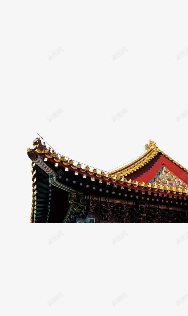 中式建筑png免抠素材_新图网 https://ixintu.com 红色 雕琢 风格 黄色