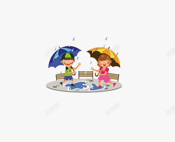 生活的友谊png免抠素材_新图网 https://ixintu.com 下雨 卡通 春雨 椅子 欢乐 装饰