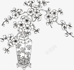 古董花瓶古董花瓶里的一支梅花简笔画高清图片
