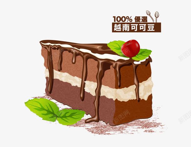 卡通手绘巧克力蛋糕png免抠素材_新图网 https://ixintu.com 卡通 可可粉 巧克力 手绘 樱桃 甜点 艺术字 薄荷叶 蛋糕
