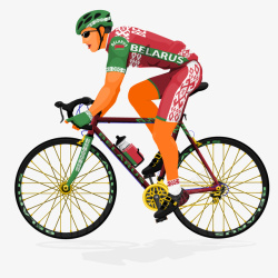 绿头发的人手绘绿头盔自行车赛车选手矢量图高清图片