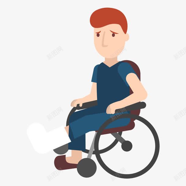 坐在轮椅上的人png免抠素材_新图网 https://ixintu.com 扁平化 素材 轮椅 重伤 骨折