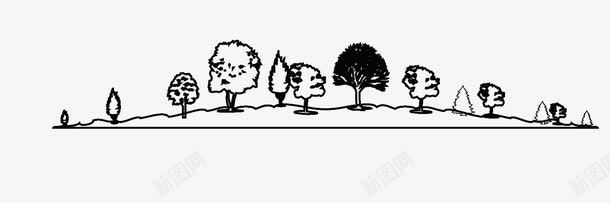 山坡小树png免抠素材_新图网 https://ixintu.com 剪影 卡通 土堆 小山坡 小树 树木 线条 黑色的