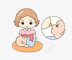 新手妈妈新生儿母乳喂养坐立式高清图片