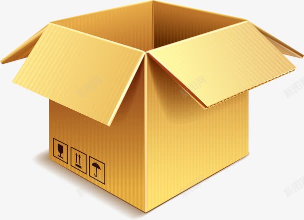 黄色货运箱子图标png_新图网 https://ixintu.com 快递箱子 易碎图标 棱角 货运箱子 黄色光晕 黄色箱子