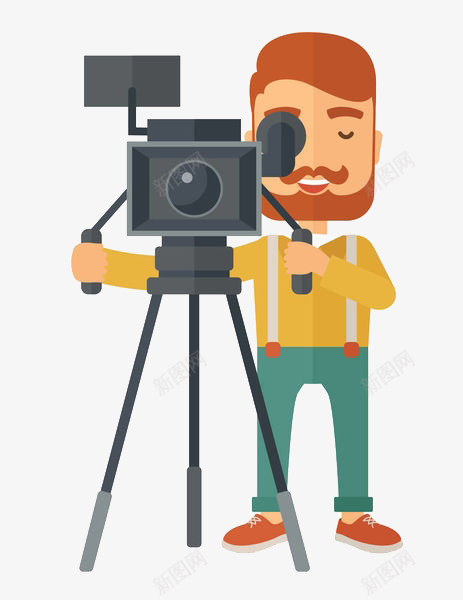 准备照相png免抠素材_新图网 https://ixintu.com 变焦 摄像机 摄影机镜头 照相 留胡子的男人 镜头 镜片