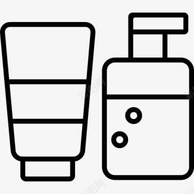 乳管和肥皂瓶的轮廓图标图标