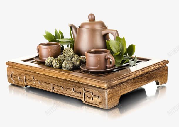 一套茶具png免抠素材_新图网 https://ixintu.com 养生 木桌 茶具