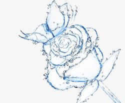 水面和气泡溅开的水中玫瑰和气泡高清图片