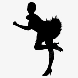舞蹈图片下载桑巴单人舞羽毛裙动作剪影素图标高清图片