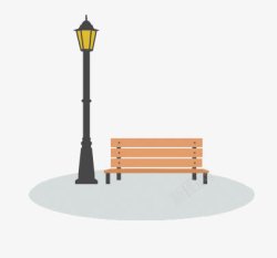 长椅路灯扁平化公园长椅路灯高清图片