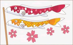 日式风格鲤鱼海报矢量图素材