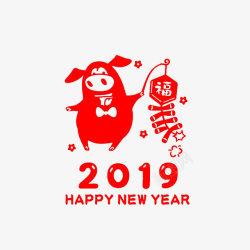 2019年新年猪年贺新年放鞭炮元素素材