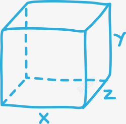 三维立体几何手绘天蓝色立方体高清图片