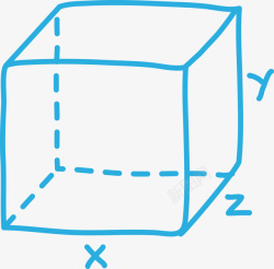 蓝色坐标手绘天蓝色立方体高清图片