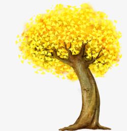 黄色浪漫弯曲树干素材