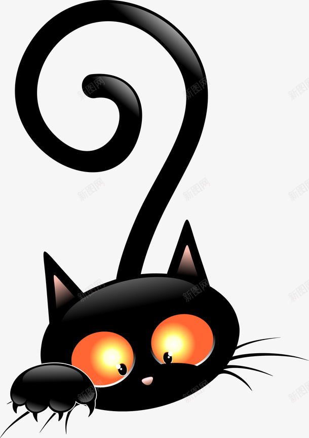 可爱黑色猫咪png免抠素材_新图网 https://ixintu.com 可爱猫咪 呆萌猫咪 黄色眼睛 黑色尾巴 黑色爪子 黑色猫咪