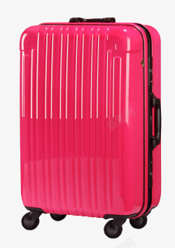 玫红色行李箱带你去旅行素材