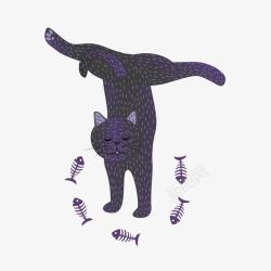 瑜伽海报倒立的猫高清图片