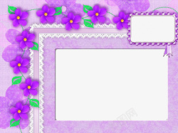 紫色蕾丝唯美鲜花合影框高清图片