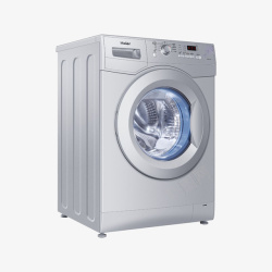 银色洗衣机实物海尔滚筒洗衣机高清图片